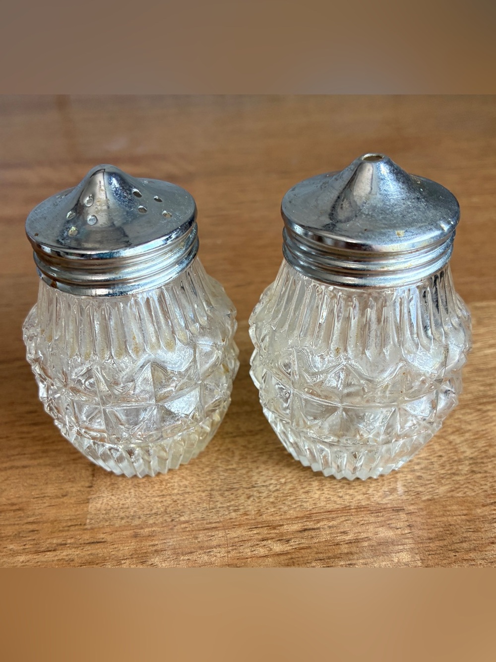 Vintage Crystal Cruet Set 3”